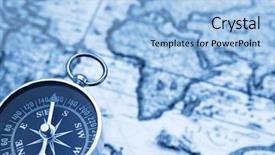  Presentation with old map - Theme consisting of ship route - old fashioned compass and vintage background and a light blue colored foreground