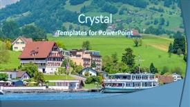  Presentation with sailing - PPT theme consisting of ship route - small boat sailing on lucerne background and a ocean colored foreground