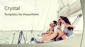  Presentation with travel friends - Presentation having ship sailor - vacation travel sea friendship background and a cream colored foreground