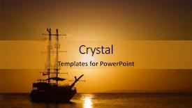  Presentation with ship - Audience pleasing theme consisting of ship silhouette at sunset backdrop and a gold colored foreground