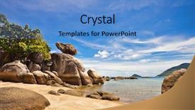  Presentation with beautiful skin and beach - Colorful PPT layouts enhanced with ship storm - beautiful tropical beach backdrop and a teal colored foreground