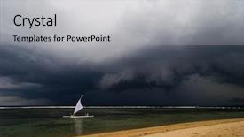  Presentation with bad weather - Audience pleasing PPT theme consisting of ship storm - sailboat on the horizon backdrop and a light gray colored foreground