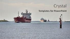  Presentation with sea port - Colorful PPT layouts enhanced with ship-traffic-at-the-entrance backdrop and a light gray colored foreground