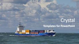  Presentation with ship grain container - Presentation with ship transporting containers at sea background and a  colored foreground
