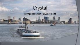  Presentation with ship navigation - Presentation design featuring ship transporting containers through rotterdam background and a lemonade colored foreground