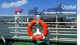  Presentation with port security - Presentation theme featuring ship view of the port background and a teal colored foreground