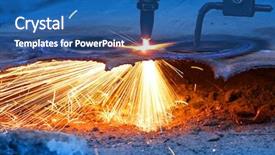  Presentation with gas welding - Theme with ship welding - gas cutting background and a ocean colored foreground