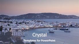  Presentation with beautiful nature in twilight - PPT layouts enhanced with ship windmill - beautiful twilight over mykonos town background and a seafoam green colored foreground