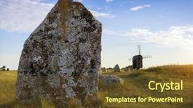  Presentation with ship - PPT theme having ship windmill - grave field at oland sweden background and a tawny brown colored foreground