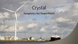  Presentation with windmill - Colorful PPT theme enhanced with cow herd resting at black sea side backdrop and a gray colored foreground