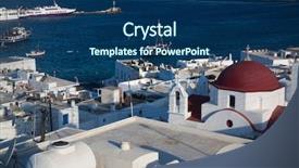  Presentation with cyclades - Slides with ship windmill - panoramic view of the mykonos background and a ocean colored foreground