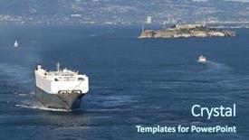  Presentation with san francisco - Cool new slides with ship with containers aerial view in san francisco backdrop and a ocean colored foreground