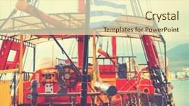  Presentation with crete island - Beautiful presentation design featuring ship with greek flag crete island instagram style filtred image backdrop and a cream colored foreground