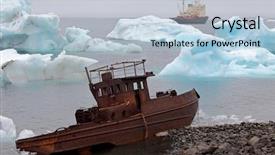 Presentation with ship navigation - Audience pleasing PPT theme consisting of ship wreck on arctic coast backdrop and a light blue colored foreground