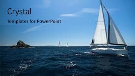  Presentation with sailing ship - Slide set with ship yachts in the sea background and a light blue colored foreground