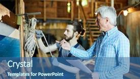  Presentation with aged - Audience pleasing slide set consisting of shipbuilding - aged engineer or master pointing backdrop and a ocean colored foreground