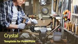  Presentation with chisel - PPT theme with shipbuilding - senior master of repairing processing background and a tawny brown colored foreground