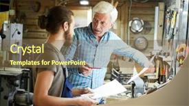  Presentation with shipbuilding - Presentation theme consisting of shipbuilding - senior professional and his trainee background and a tawny brown colored foreground