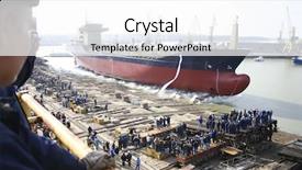  Presentation with shipyard - PPT theme consisting of shipbuilding - ship before launching background and a white colored foreground