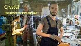  Presentation with biomedical signal processing - Audience pleasing PPT layouts consisting of shipbuilding - young woodworker with handtool processing backdrop and a tawny brown colored foreground