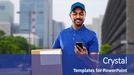  Presentation with mail - Amazing presentation design having shipment concept - happy indian delivery backdrop and a ocean colored foreground