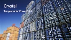  Presentation with shipping container - PPT theme consisting of shipping container in storage yard background and a ocean colored foreground
