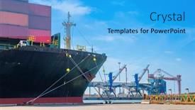  Presentation with shipping - Slides consisting of shipping-containers-being-unloaded background and a cyan colored foreground