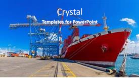  Presentation with loading - Presentation design consisting of shipping-containers-being-unloaded background and a cobalt blue colored foreground