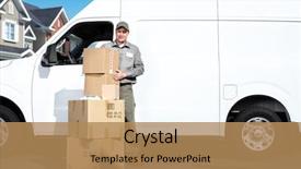  Presentation with courier delivery - Beautiful slide deck featuring shipping courier delivery postal service backdrop and a coral colored foreground