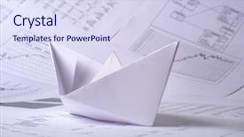  Presentation with paper boat children play - Cool new PPT theme with shipping diagram - business concept of paper boat backdrop and a sky blue colored foreground
