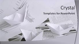  Presentation with boat - Slide set with shipping diagram - business concept paper boat background and a  colored foreground