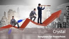  Presentation with business finish line - Amazing theme having shipping diagram - businessman on line chart backdrop and a gray colored foreground