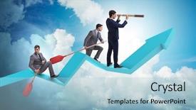  Presentation with business finish line - Beautiful PPT theme featuring shipping diagram - businessman on line chart backdrop and a light blue colored foreground