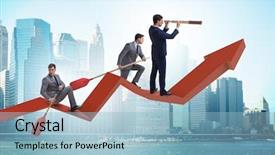  Presentation with concept - Presentation theme with shipping diagram - businessman on line chart background and a light blue colored foreground