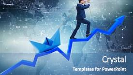  Presentation with on line education - Presentation theme having shipping diagram - businessman pulling boat over line background and a teal colored foreground