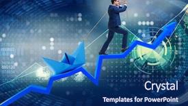  Presentation with on line education - Colorful slide deck enhanced with shipping diagram - businessman pulling boat over line backdrop and a navy blue colored foreground