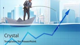  Presentation with supporting - PPT theme with shipping diagram - businessman supporting economic growth background and a light blue colored foreground