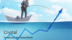  Presentation with economic - Colorful presentation enhanced with shipping diagram - businessman supporting economic growth backdrop and a light blue colored foreground