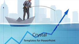  Presentation with supporting - Slides enhanced with shipping diagram - businessman supporting economic growth background and a light blue colored foreground