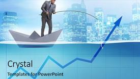  Presentation with stock markets and economic growth - Audience pleasing presentation theme consisting of shipping diagram - businessman supporting economic growth backdrop and a light blue colored foreground