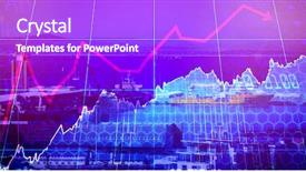  Presentation with shares - Slides with stocks and shares against view of harbor background and a purple colored foreground