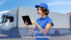  Presentation with freight delivery - Slide deck consisting of shipping-freight-transportation-and-shipment background and a ocean colored foreground