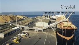  Presentation with wood chips - Presentation enhanced with shipping industry - aerial view wood chips loading background and a light blue colored foreground