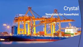  Presentation with shipping container - Presentation design with shipping industry - container cargo freight industrial ship background and a teal colored foreground