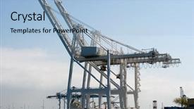  Presentation with industrial - Presentation theme enhanced with shipping industry - huge industrial gantry cranes used background and a light blue colored foreground