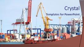  Presentation with ship shipping - Slides consisting of shipping industry - view on trading seaport background and a sky blue colored foreground