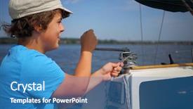  Presentation with controls - Slides enhanced with shipping log - boy teenager in cap controls background and a teal colored foreground