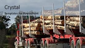  Presentation with logging truck - PPT theme consisting of shipping log - logging truck in tasmania background and a light gray colored foreground