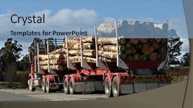  Presentation with logging truck - PPT theme enhanced with shipping log - long logging truck in tasmania background and a light blue colored foreground