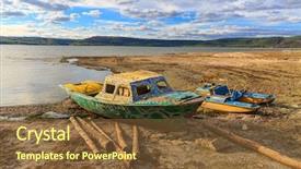  Presentation with old butcher shop - Cool new slide set with shipping log - old lost boat on lake backdrop and a  colored foreground